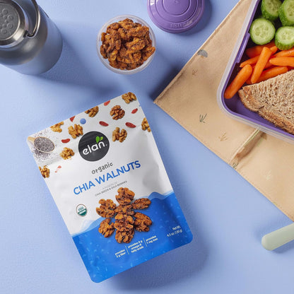 Elan Organic Chia Walnuts – Portable Productivity Snack for Meetings Commutes and Errands