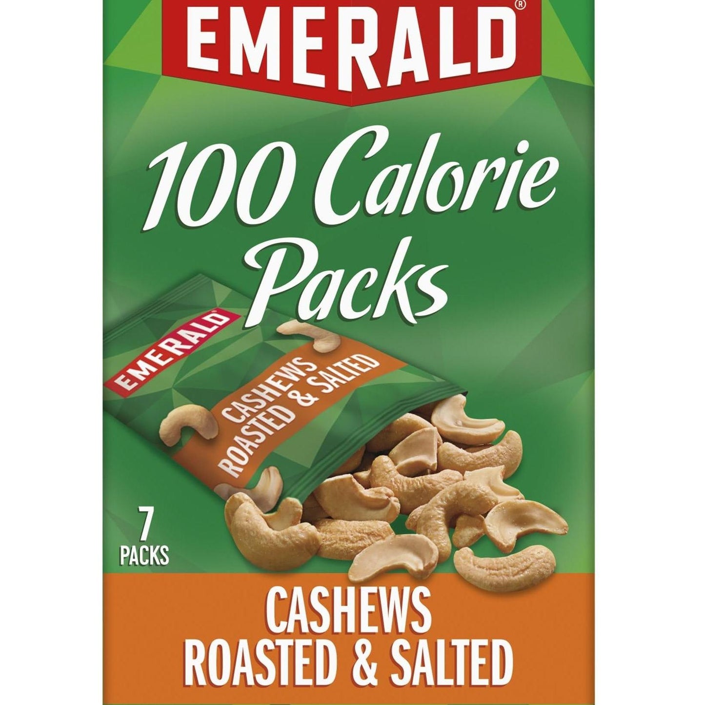 Emerald Nuts Roasted and Salted Cashews 7ct – Kosher Certified Guilt-Free 100-Calorie Pack for Self-Care Snack Stash at Home or Work