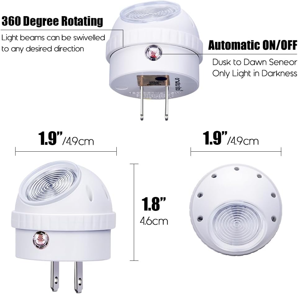 Emotionlite Plug-in Light – Less is More Nighttime Illumination, 0.3W Energy Efficient LED, Auto On/Off No Switch Clutter