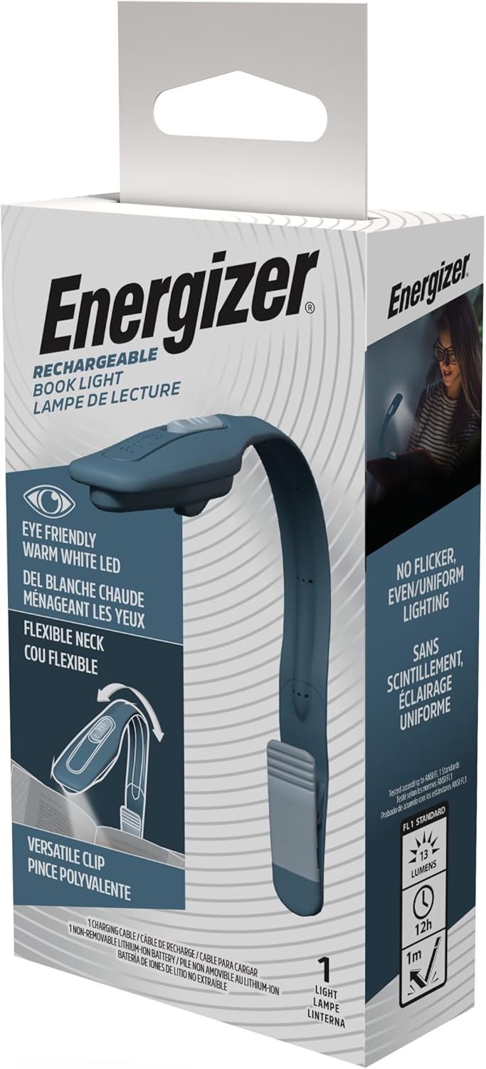 Energizer Flex-R Clip-On Book Light – Cordless Study Companion for College Students, Long-Lasting Battery