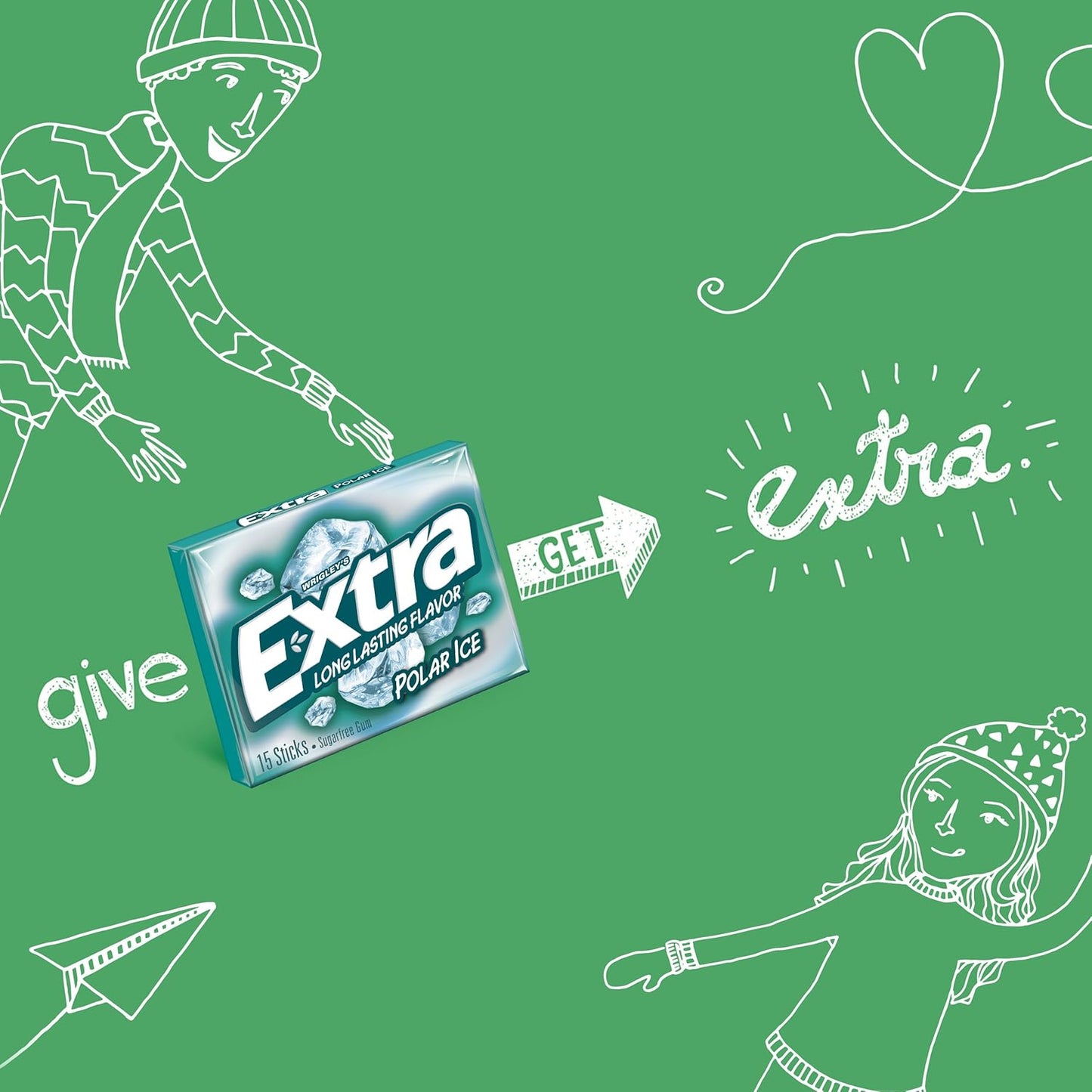 Extra Polar Ice Sugarfree Gum – Cool Mint Refresh for Daily Wellness Habits, 45 ct