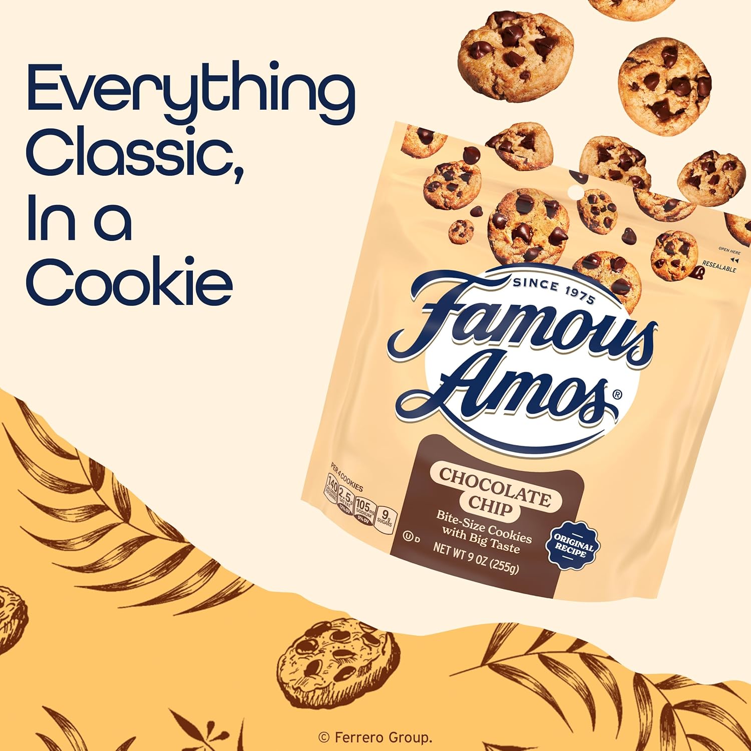 Famous Amos Bite-Size Chocolate Chip Cookies, Parent-Approved Lunchbox Add-On for School, Sports Practice, and Snack Time, 9 oz