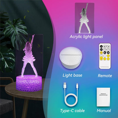 Female Pop Singer Themed Night Light – Valentine's Day Gift for Her, Remote Control Bedside Lamp