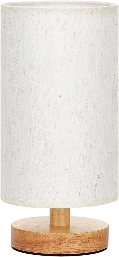 Fenmzee Small Nightstand Lamp for Family Bedroom - Tip-Stable Wood Base Lamp with No Heat Risk and Flicker-Free Glow