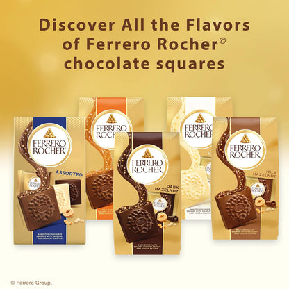 Ferrero Rocher Hazelnut Milk Chocolate Squares – Mother's Day Gift Basket Filler, Individually Wrapped Luxury Squares 3.7 oz