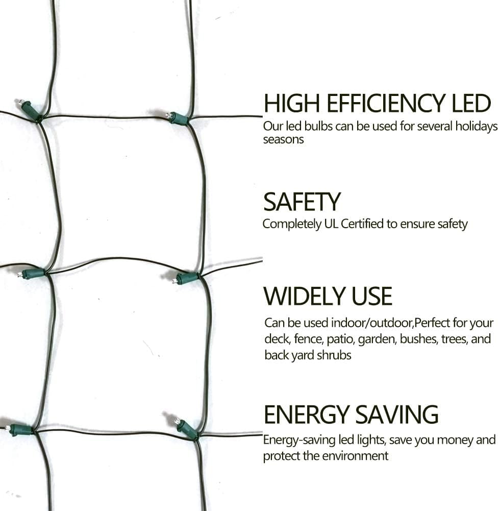FestoonNET Pro – Child and Pet Safe Outdoor Christmas Net Lights, UL Certified End-to-End Wiring