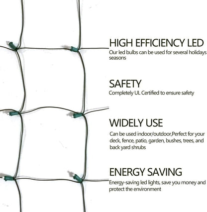 FestoonNET Pro – Child and Pet Safe Outdoor Christmas Net Lights, UL Certified End-to-End Wiring