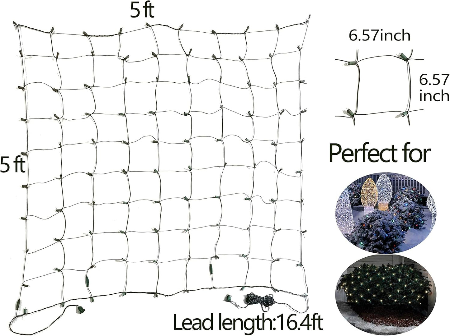 FestoonNET Pro – Child and Pet Safe Outdoor Christmas Net Lights, UL Certified End-to-End Wiring