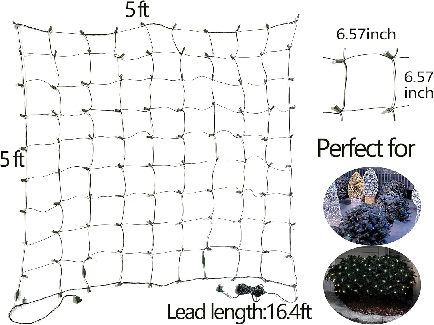 FestoonNET Pro – Child and Pet Safe Outdoor Christmas Net Lights, UL Certified End-to-End Wiring