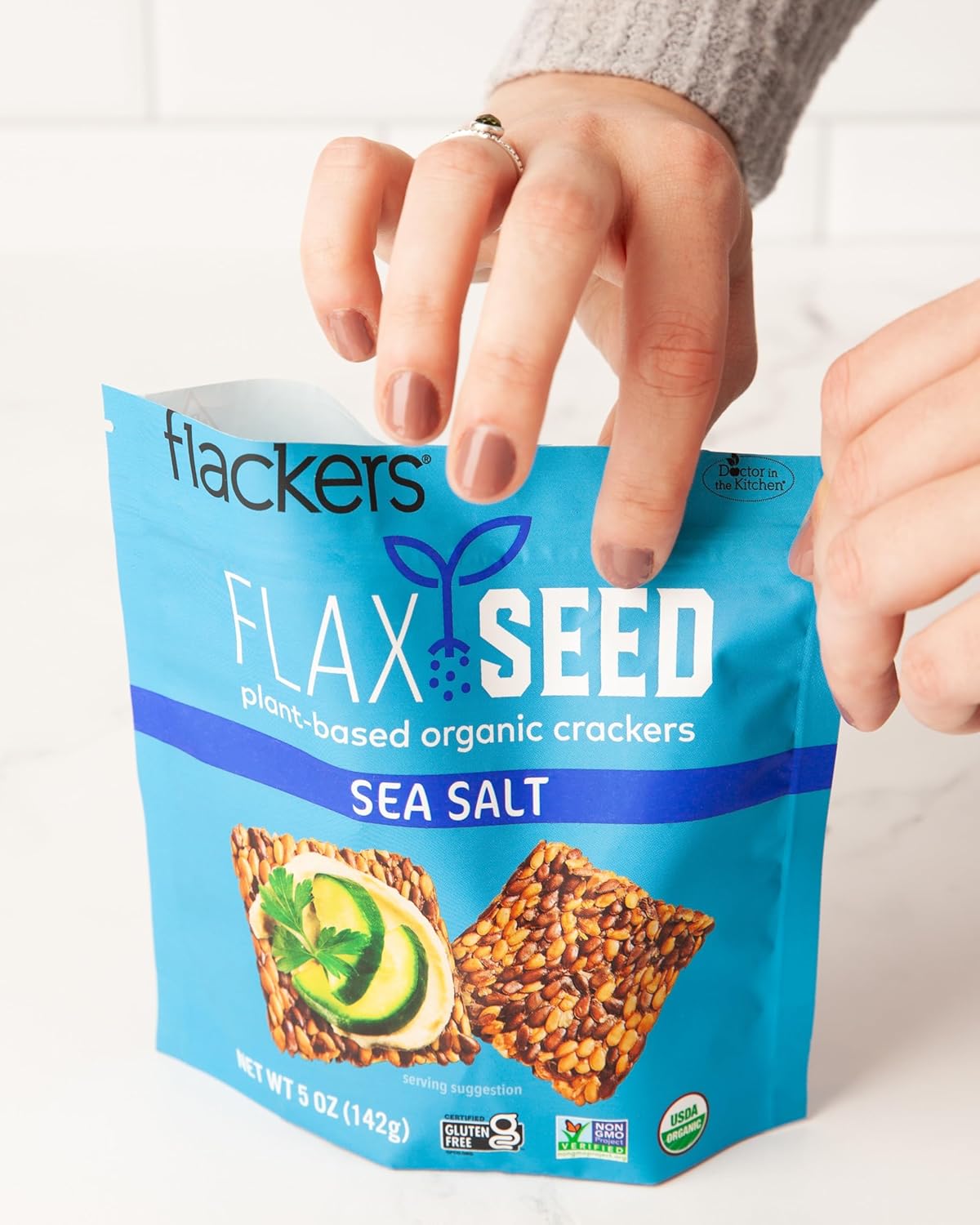 Flackers Organic Rosemary Flaxseed Crackers – Patio-Ready Cracker for Alfresco Wine and Cheese Boards