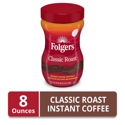 Folgers Classic Roast Instant Coffee – Workday Coffee Solution for Busy Professionals and Remote Workers