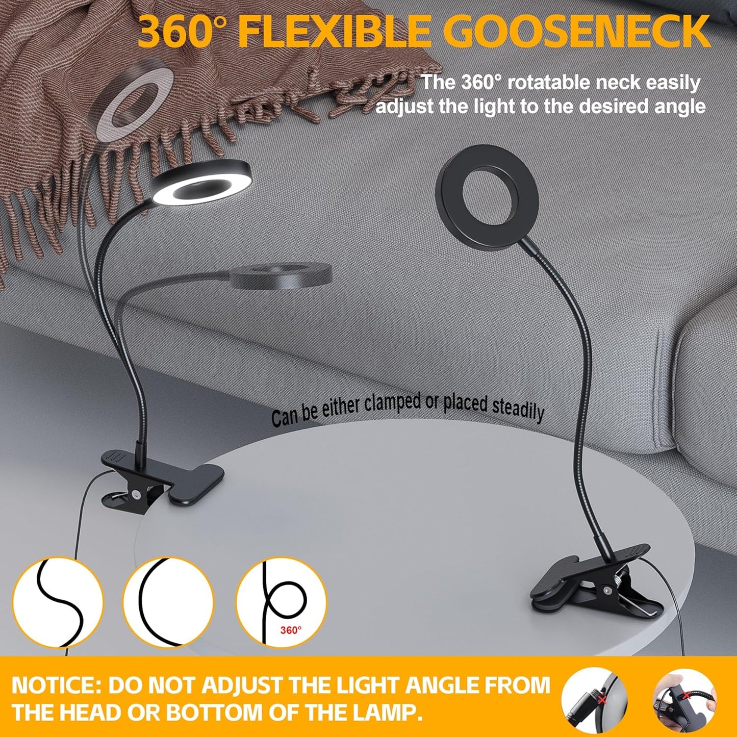 Foneso Adjustable Workbench Lamp for Model Building and Diamond Painting – Focused 6500K Cool White, 360 Degree Aim, No Eye Strain