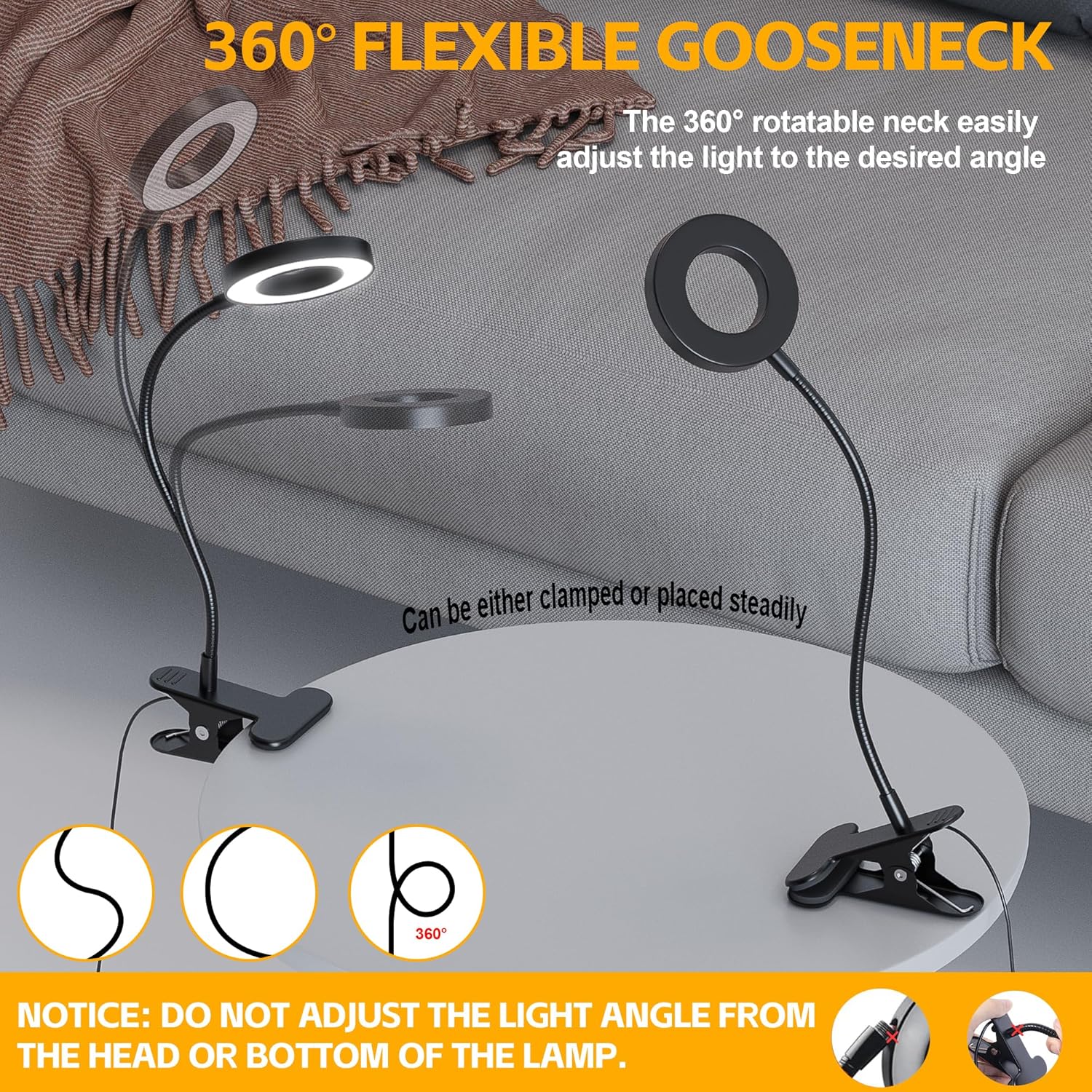 Foneso Adjustable Workbench Lamp for Model Building and Diamond Painting – Focused 6500K Cool White, 360 Degree Aim, No Eye Strain