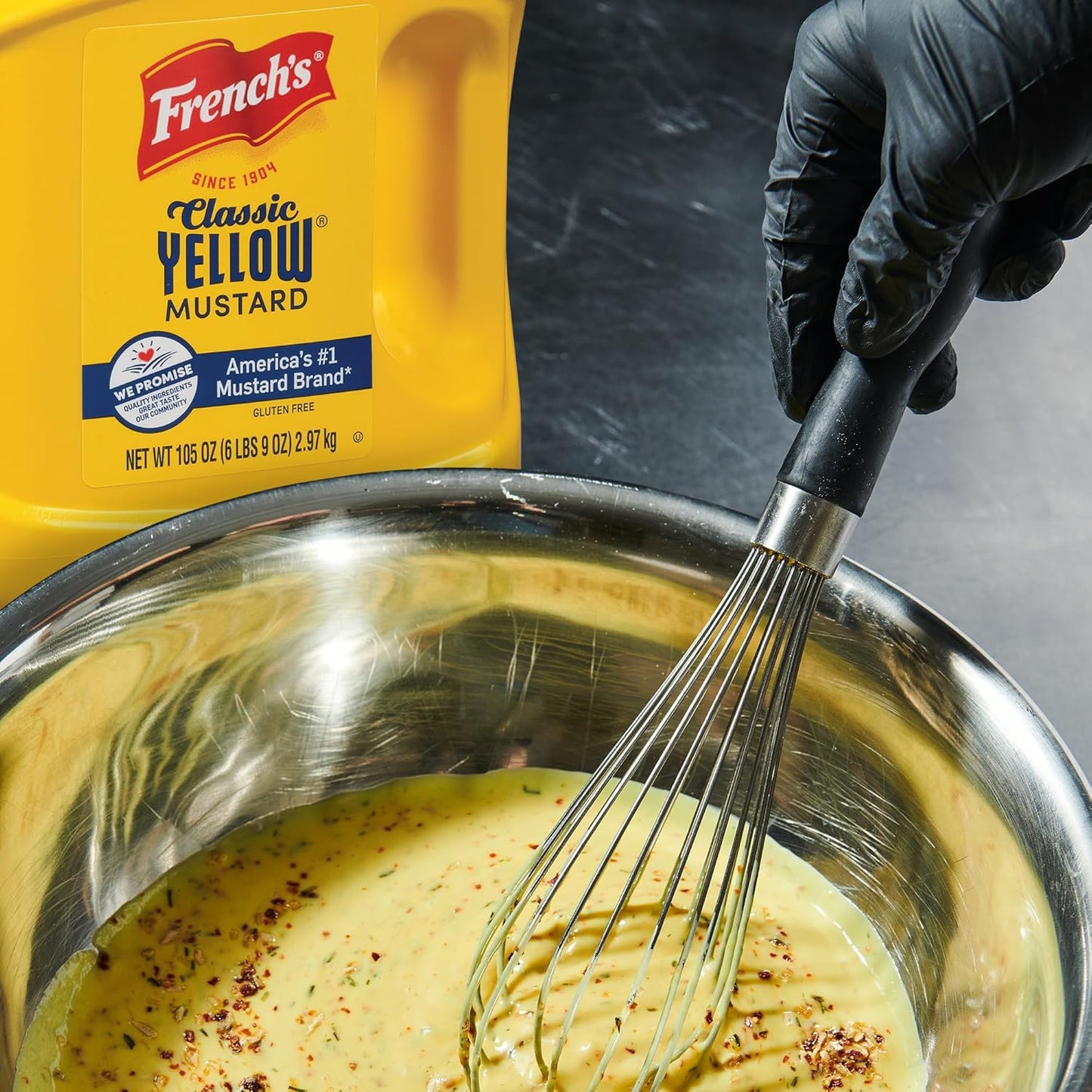 French's Classic Yellow Mustard, 105 oz – Caterer and Concession Stand Mustard for Faster Banquet and Cookout Service