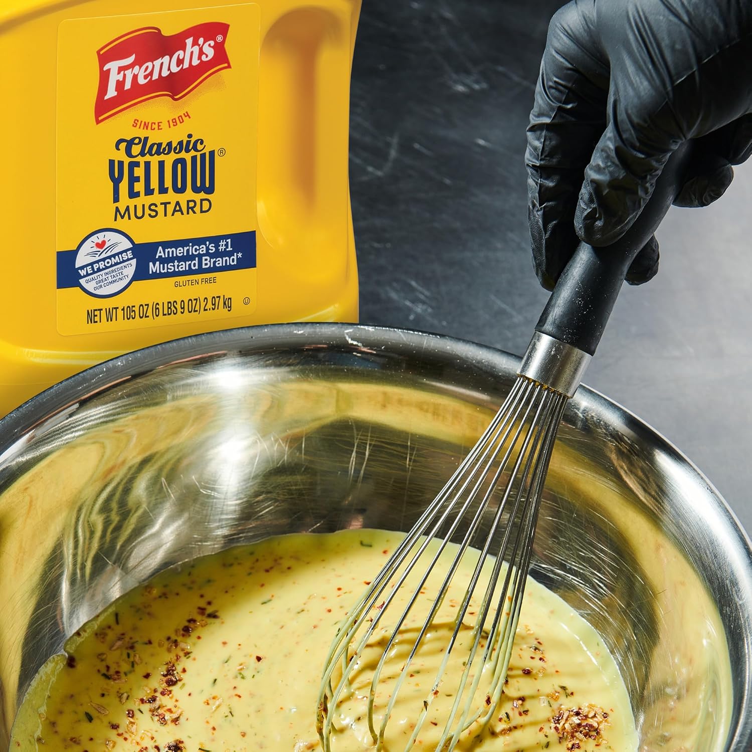 French's Classic Yellow Mustard, 105 oz – Caterer and Concession Stand Mustard for Faster Banquet and Cookout Service