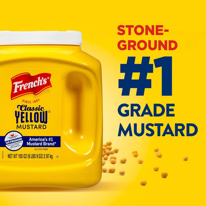 French's Classic Yellow Mustard, 105 oz – Caterer and Concession Stand Mustard for Faster Banquet and Cookout Service