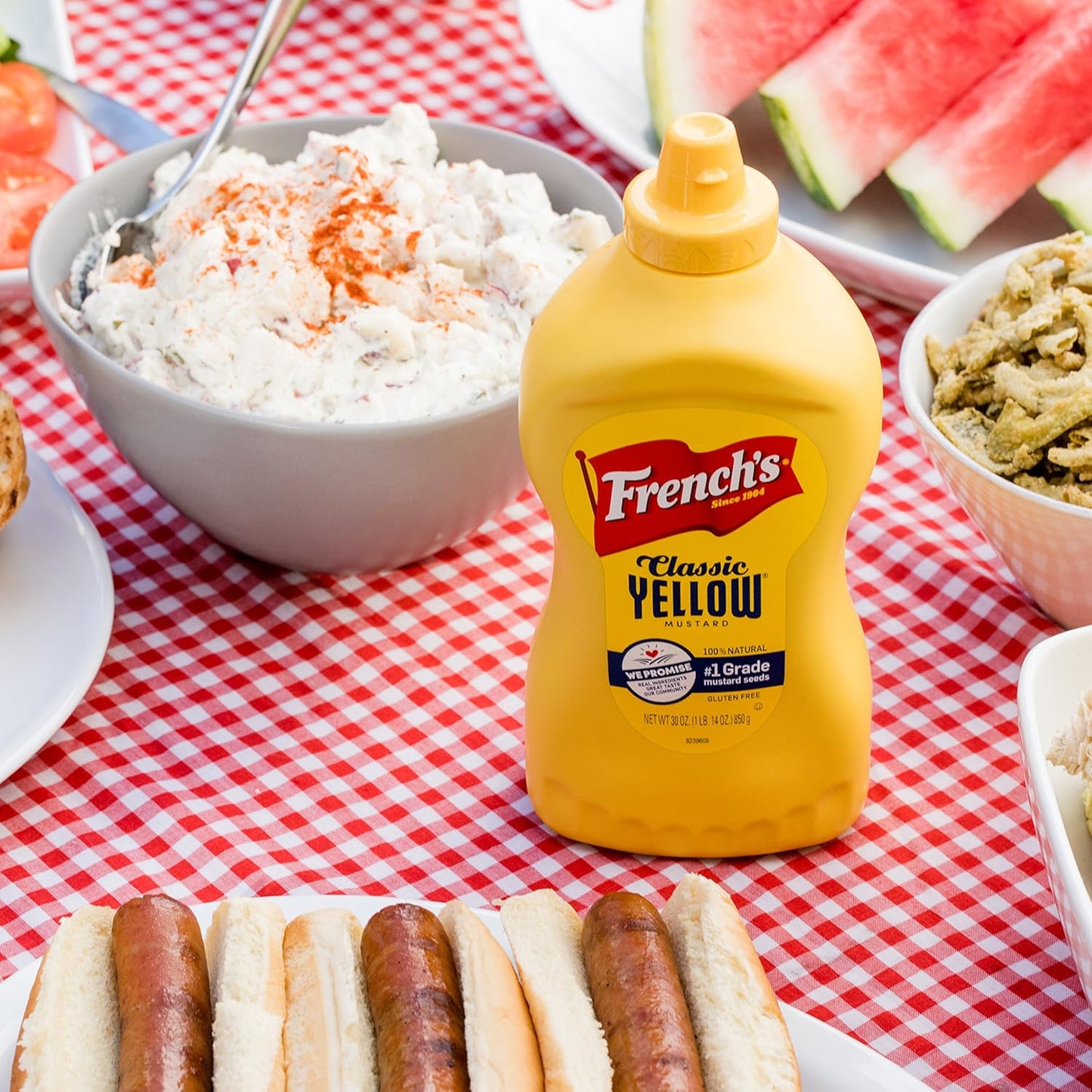 French's Classic Yellow Mustard, 30 oz Catering Bottle – Trusted Concession Stand Condiment for Cafeterias and Foodservice Operators