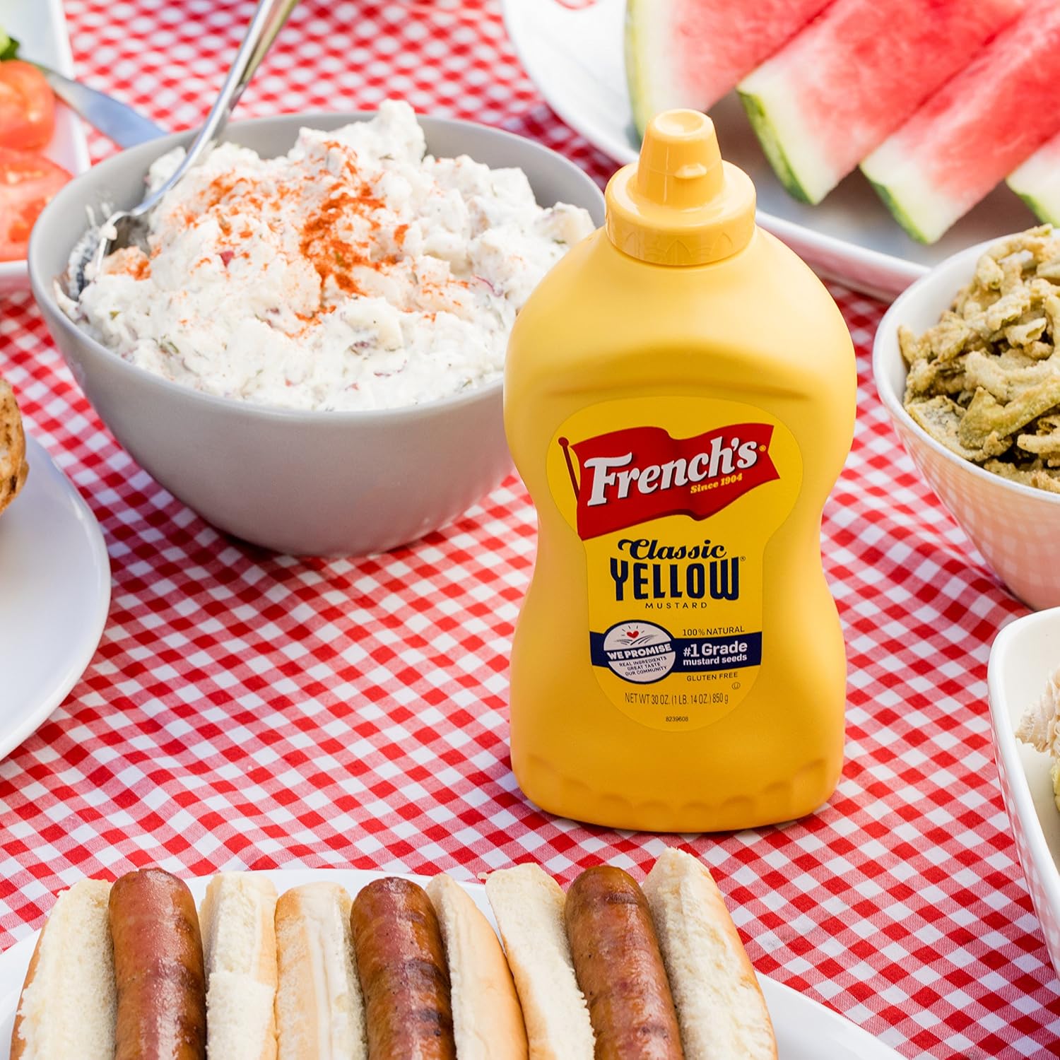French's Classic Yellow Mustard, 30 oz Catering Bottle – Trusted Concession Stand Condiment for Cafeterias and Foodservice Operators