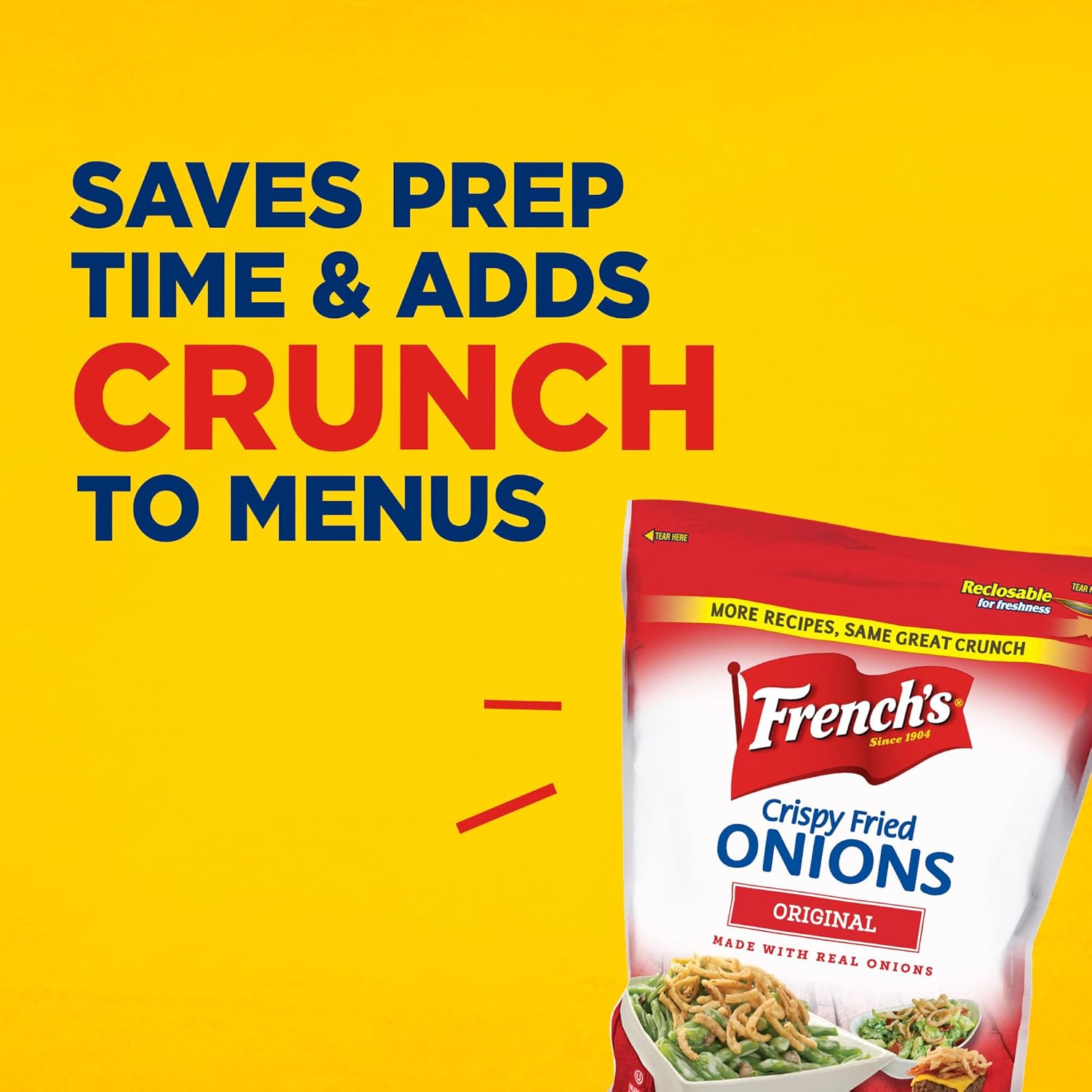 French's Original Crispy Fried Onions 24 oz – Vegetarian Friendly Crunch for Clean Label Eaters