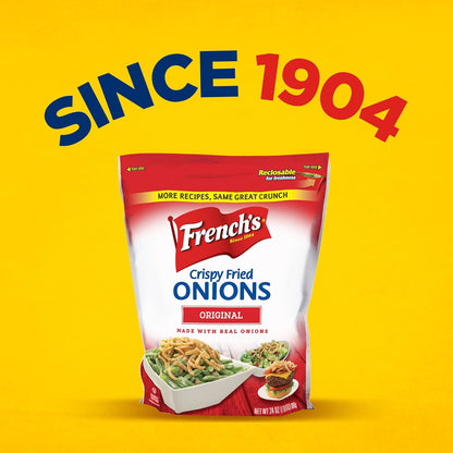 French's Original Crispy Fried Onions 24 oz – Vegetarian Friendly Crunch for Clean Label Eaters