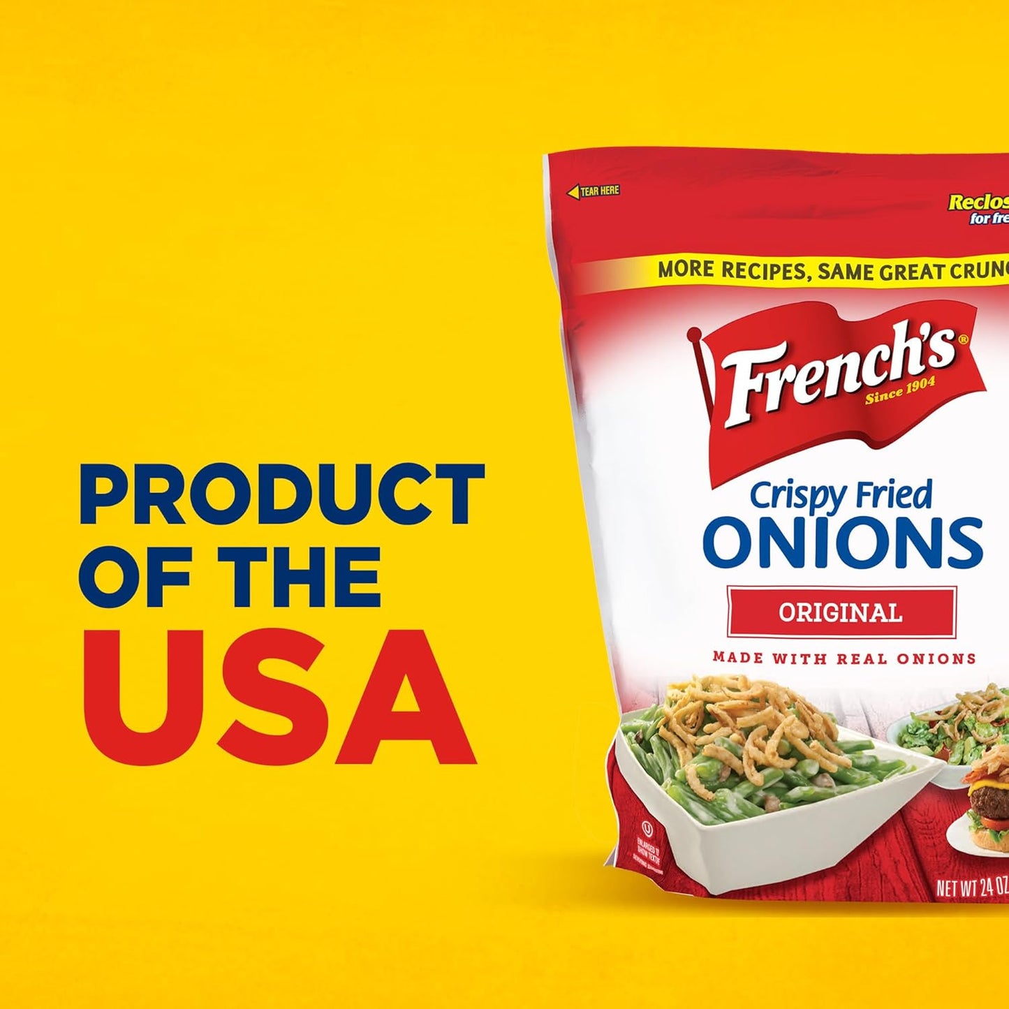 French's Original Crispy Fried Onions 24 oz – Vegetarian Friendly Crunch for Clean Label Eaters