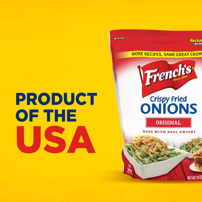 French's Original Crispy Fried Onions 24 oz – Vegetarian Friendly Crunch for Clean Label Eaters