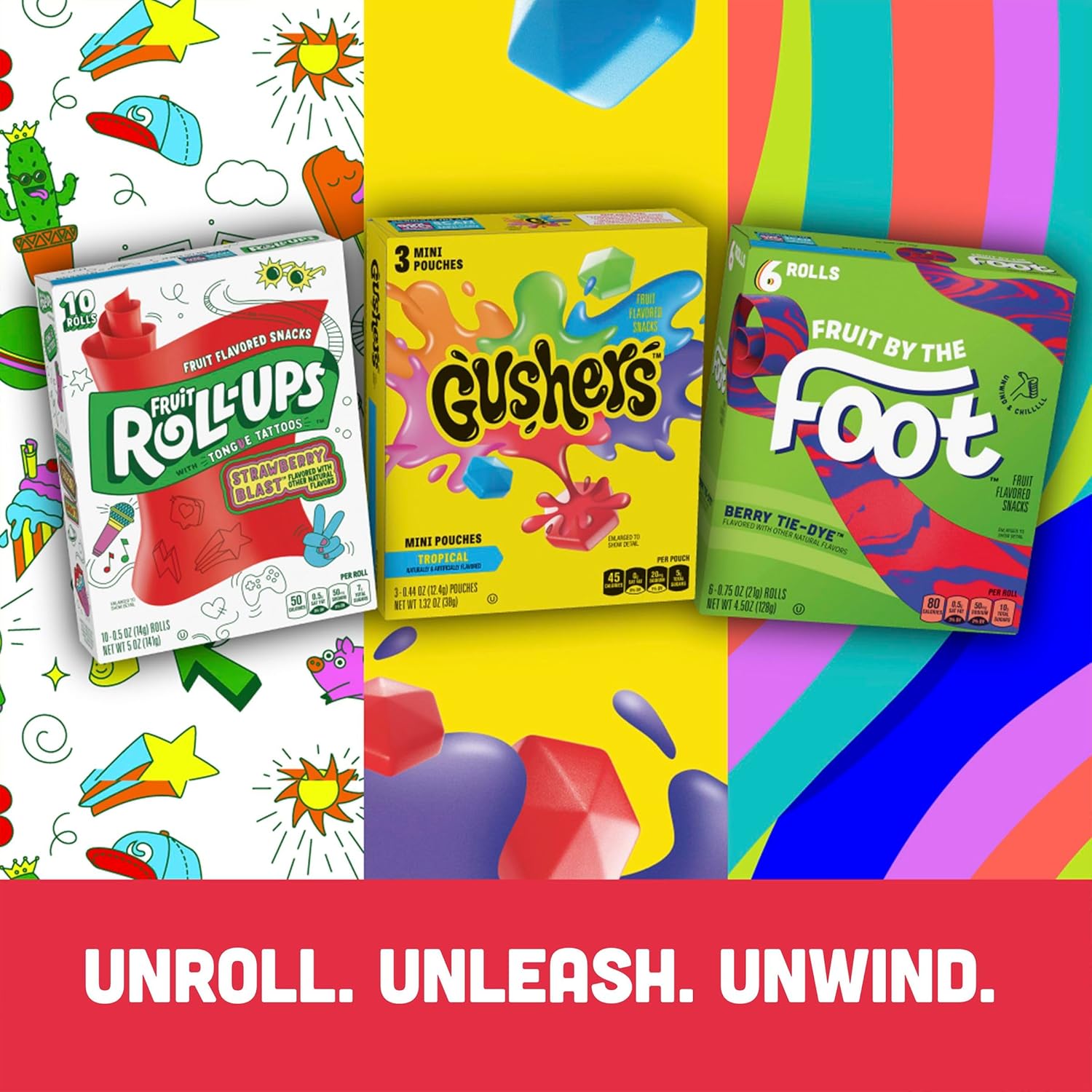 Fruit Roll-Ups Kids Variety Pack – Playdate & Lunchbox Snack, Gluten-Free 30-Count Blue Razzberry & Berry Punch