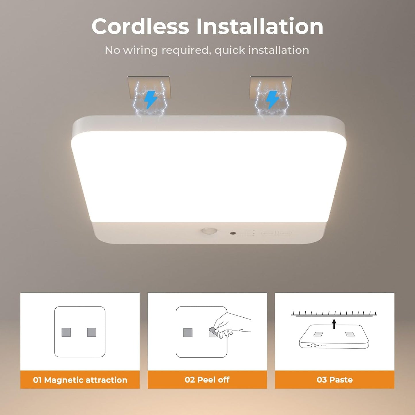 FULEN Cordless LED Ceiling Fixture – Warm to Cool White Ambient Glow for Hallways and Entryways