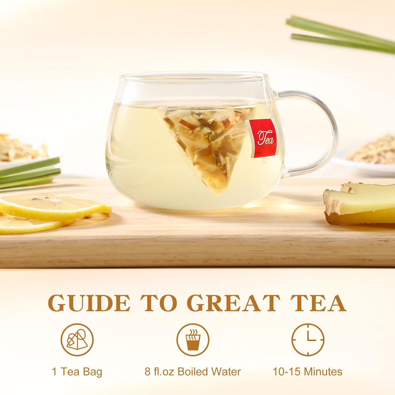 FullChea Lemon Ginger Tea – Brain Fog Support Brew for Steady Afternoon Concentration at the Desk