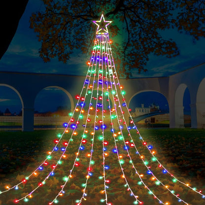 FUNIAO Heavy Duty Outdoor Christmas Lights, Waterproof Waterfall Star String Lights 11.5ft for Eaves, Garden Tree and Walkway