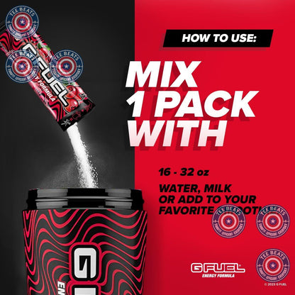 G Fuel PewDiePie Pomelo White Peach Focus Sachets – Zero Sugar Energy Sticks for Desk Setup and Marathon Work Sessions