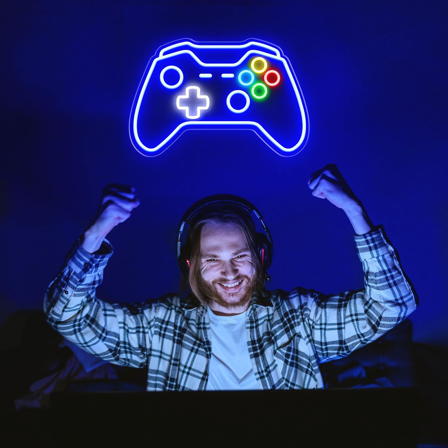 Gaming Neon Light – Valentine's and Birthday Present for Gamer Boyfriend or Husband, Bedroom Wall Decor with Brightness Control