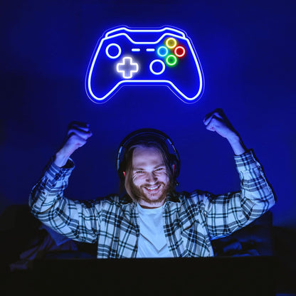 Gaming Neon Light – Valentine's and Birthday Present for Gamer Boyfriend or Husband, Bedroom Wall Decor with Brightness Control