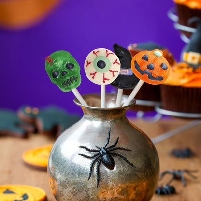 Ghost Pumpkin Bat Lollipops Individually Wrapped Dye-Free Halloween Candy for Kids Birthday Parties and School Rewards