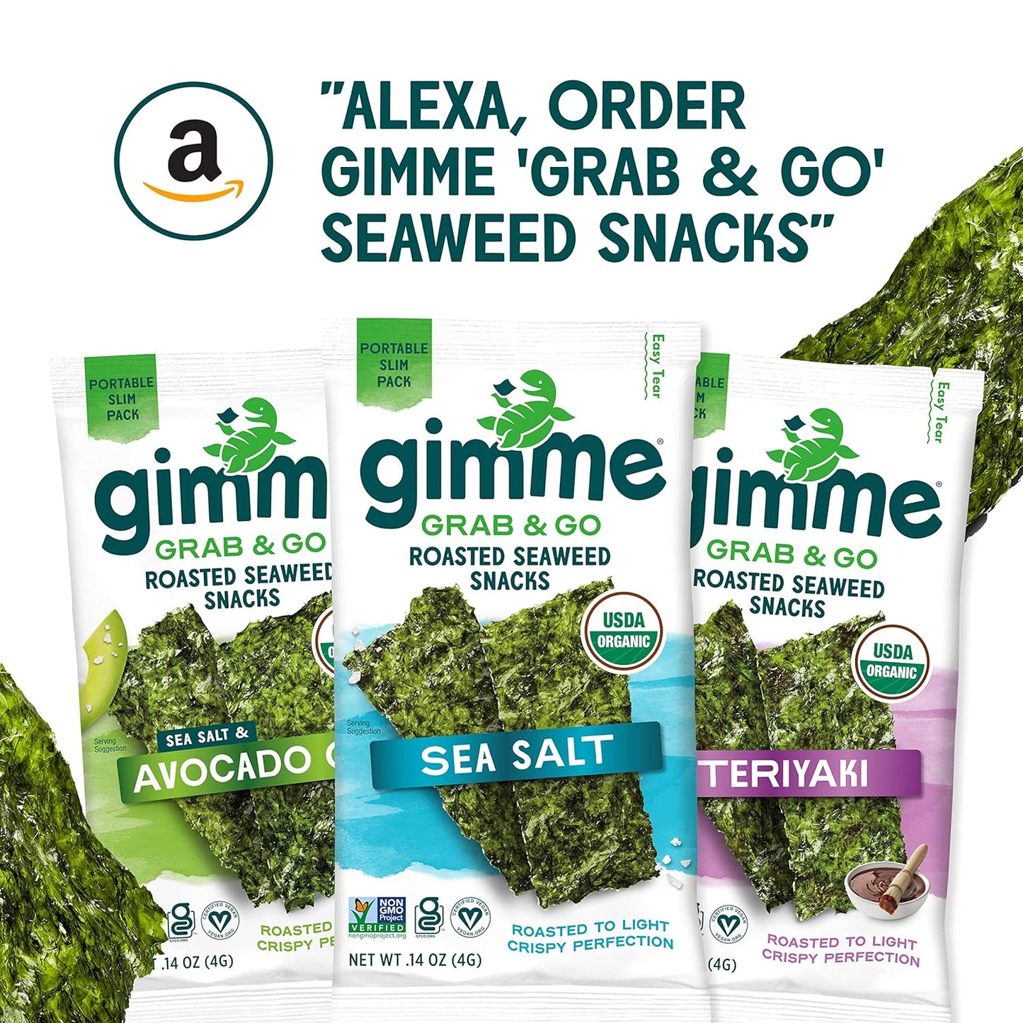 Gimme Seaweed Grab & Go Seaweed Snacks for Backpacking and Outdoor Adventures Organic 5 Count