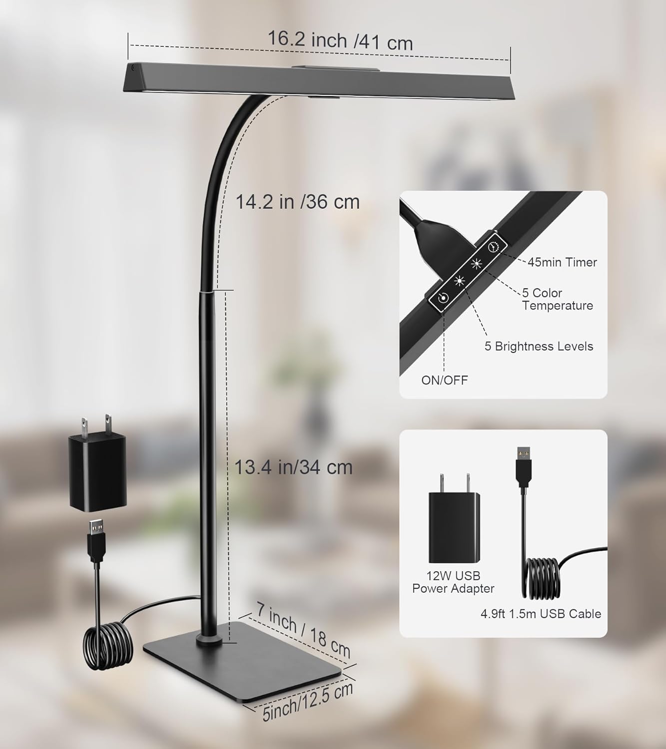 GlowStar Minimalist Architect Lamp for Capsule Desk Setup, One-Piece Wide Light Bar with Effortless Touch Dimming