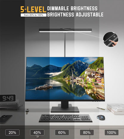 GlowStar Minimalist Architect Lamp for Capsule Desk Setup, One-Piece Wide Light Bar with Effortless Touch Dimming