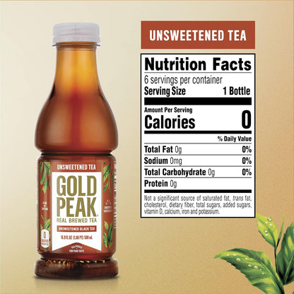 Gold Peak Iced Tea – Low-Calorie Hydration Companion for Evening Wind-Down and Self-Care, 16.9 fl oz 6 Pack