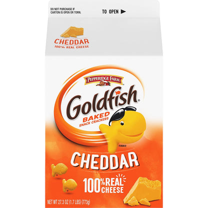Goldfish Cheddar Cheese Crackers – Nostalgic Throwback Snack Gift for the Coworker Break Room and Office Secret Santa, 27.3 oz