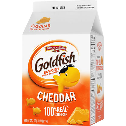 Goldfish Cheddar Cheese Crackers – Nostalgic Throwback Snack Gift for the Coworker Break Room and Office Secret Santa, 27.3 oz