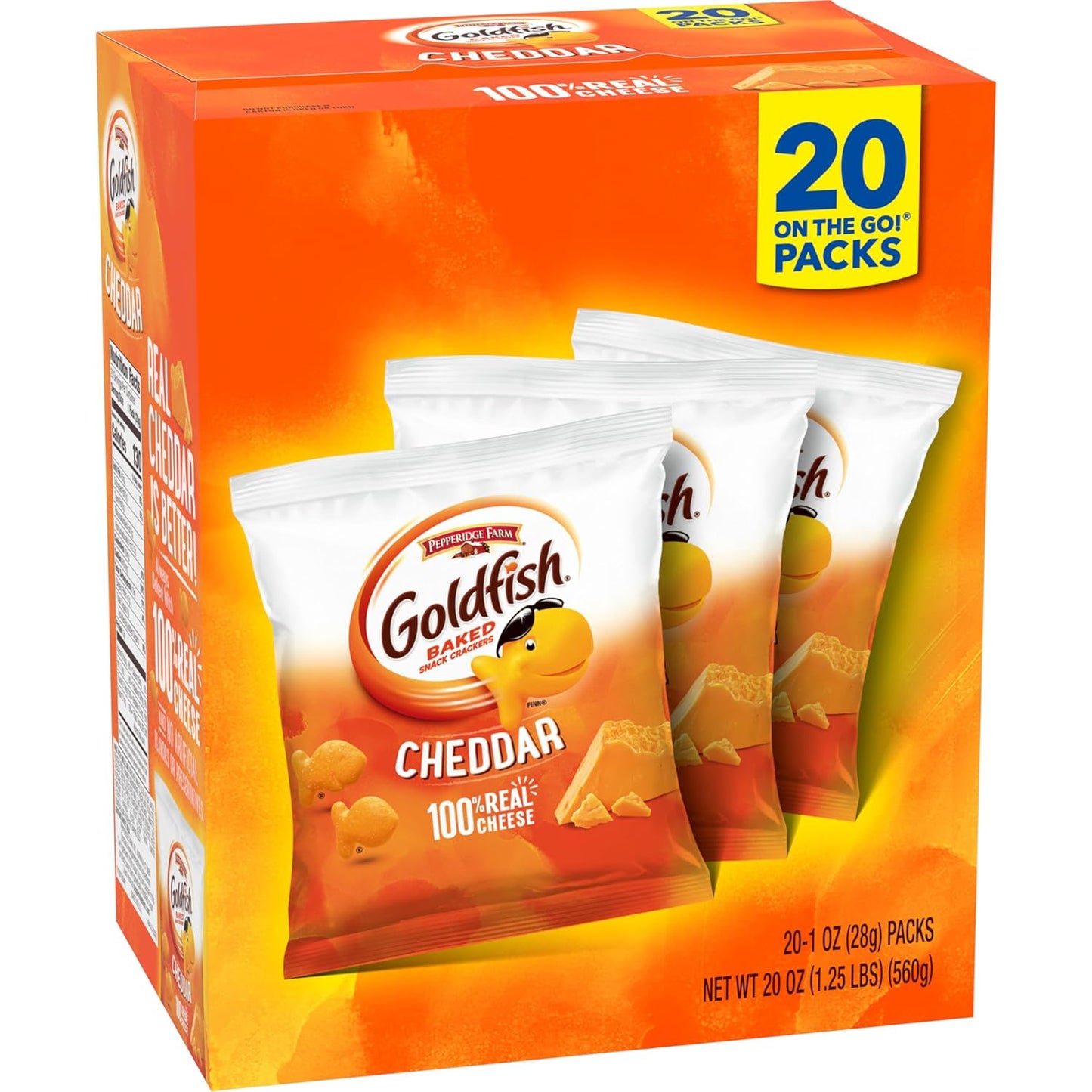 Goldfish Cheddar Cheese Crackers – Playdate Snack Variety Pack for Kids 3 to 12, 20 Single-Serve Bags