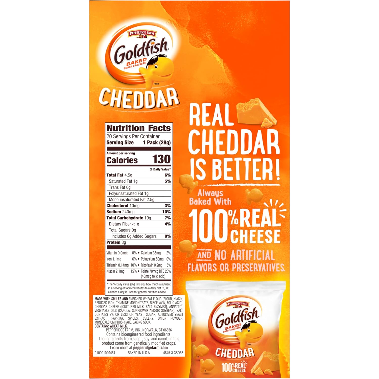 Goldfish Cheddar Cheese Crackers – Playdate Snack Variety Pack for Kids 3 to 12, 20 Single-Serve Bags