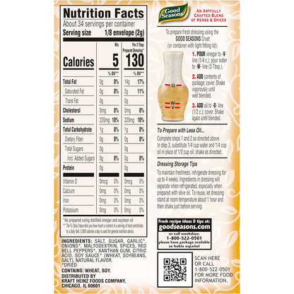 Good Seasons Italian Herb Dressing Packets – Low-Calorie Flavor Boost for Clean-Eating Home Cooks