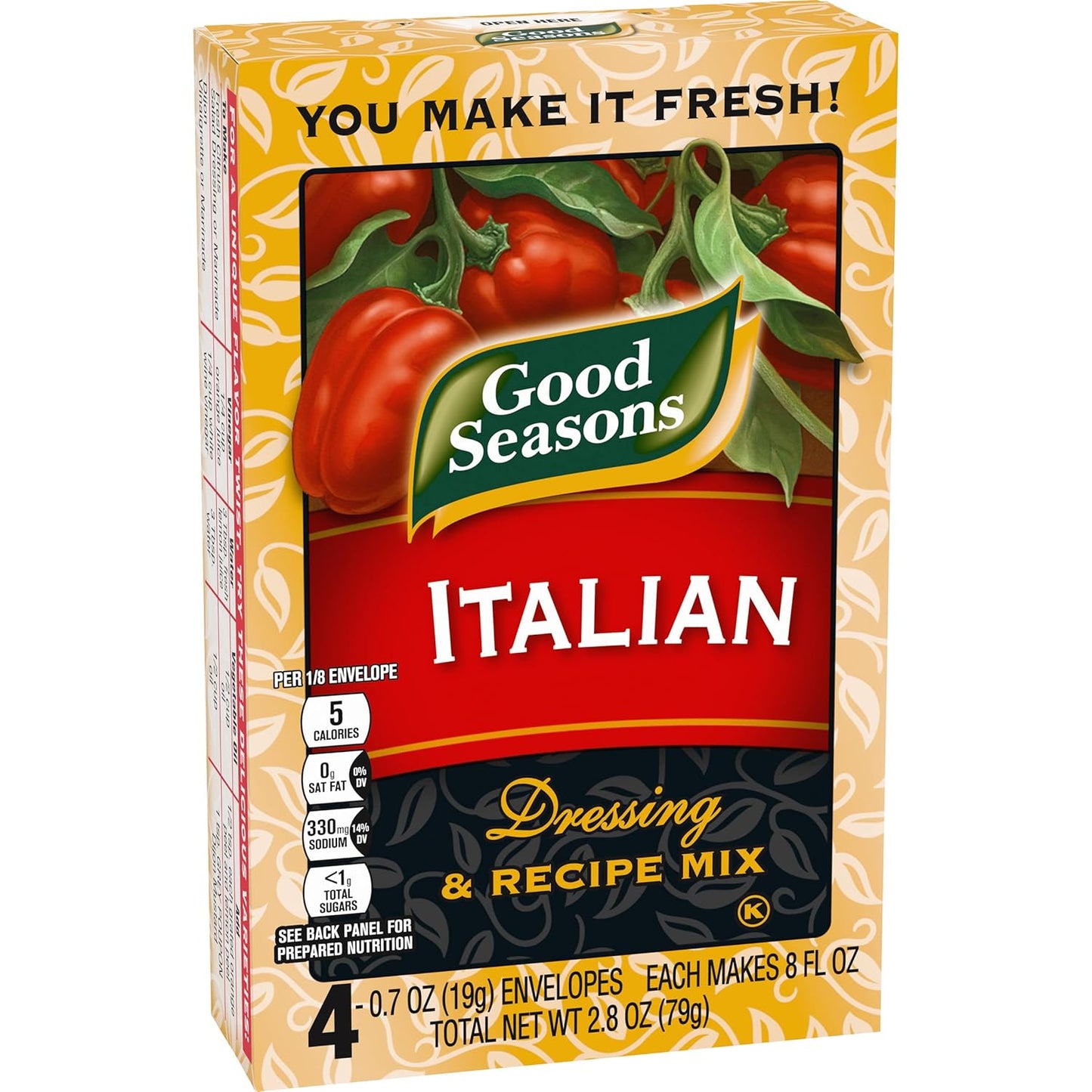 Good Seasons Italian Herb Seasoning – 5 Calorie Salad Dressing Mix for Mindful Eating and Portion-Controlled Lunches, 4 Packet Box
