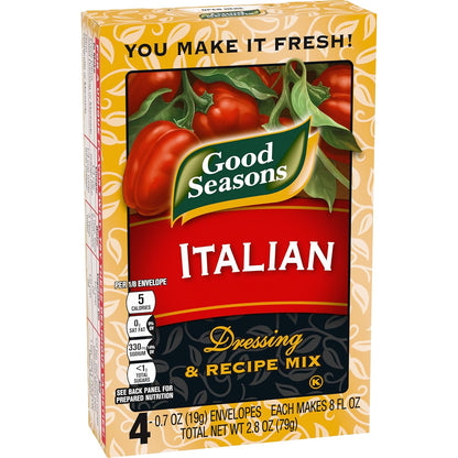 Good Seasons Italian Herb Seasoning – 5 Calorie Salad Dressing Mix for Mindful Eating and Portion-Controlled Lunches, 4 Packet Box