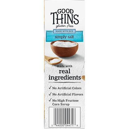 Good Thins Simply Salt Rice Snacks Gluten Free Crackers for Clean Eating Routine, Soup and Salad Pairing at Home