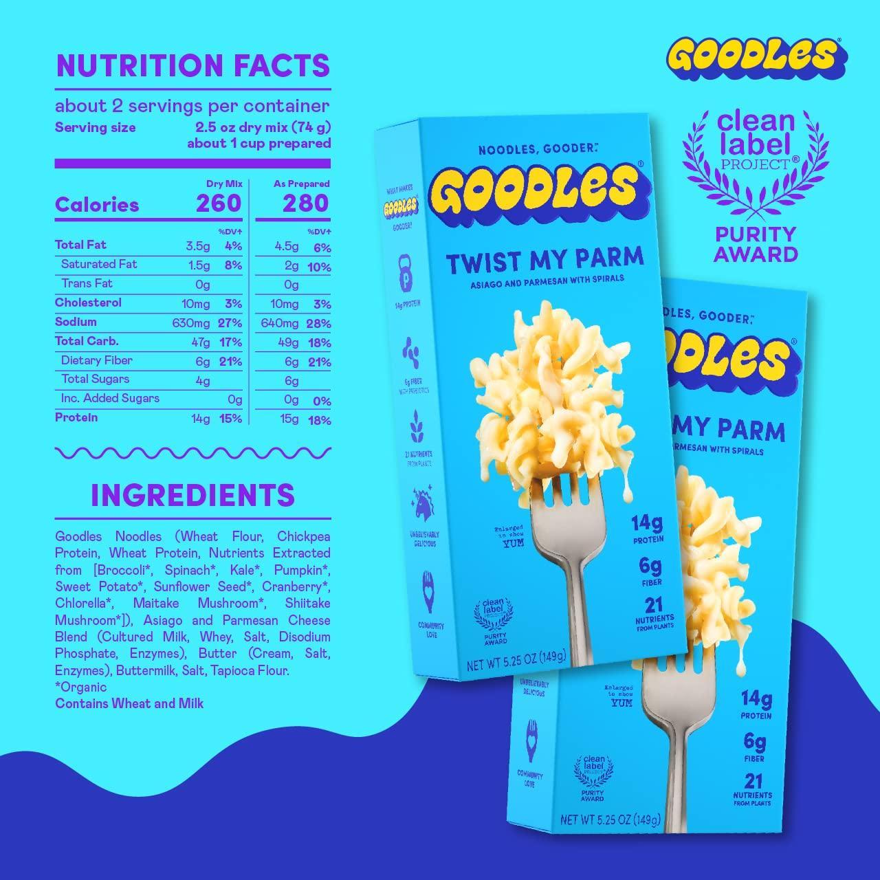 Goodles Twist My Parm Asiago and Parmesan Spirals – Streamlined Single Pack for the Capsule Pantry