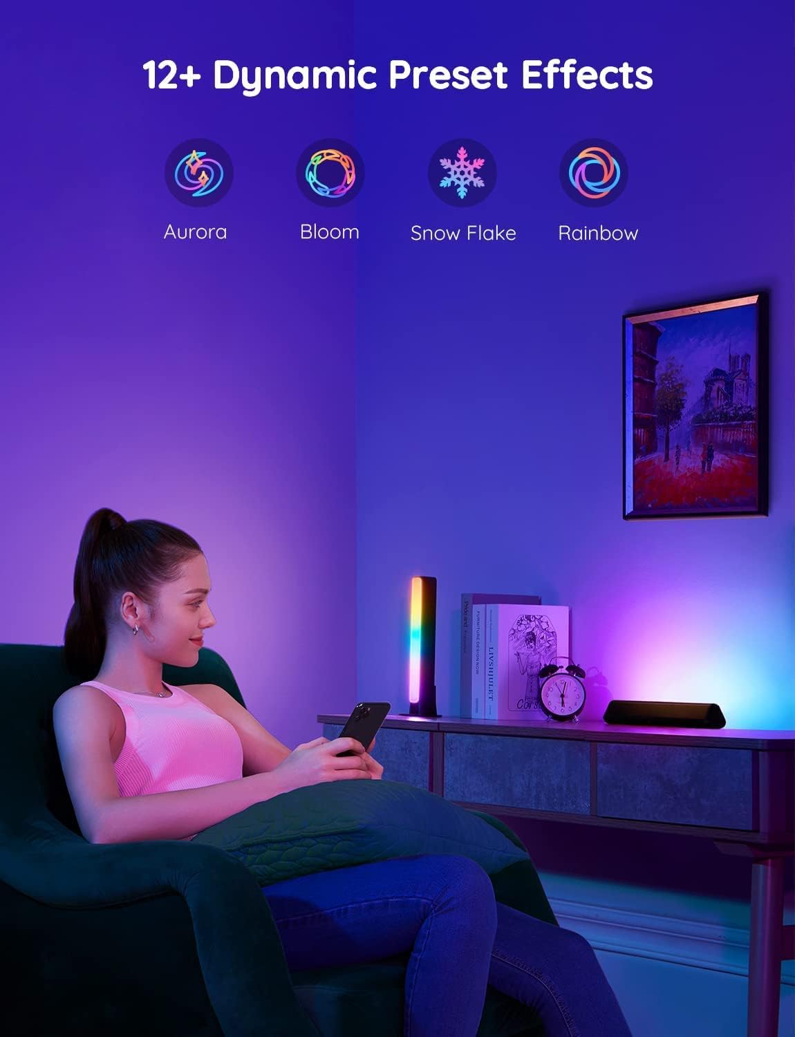 Govee Smart Light Bars for Bedroom Gaming Corner, App-Controlled RGBICWW Bias Lighting with Alexa and Google Voice Commands