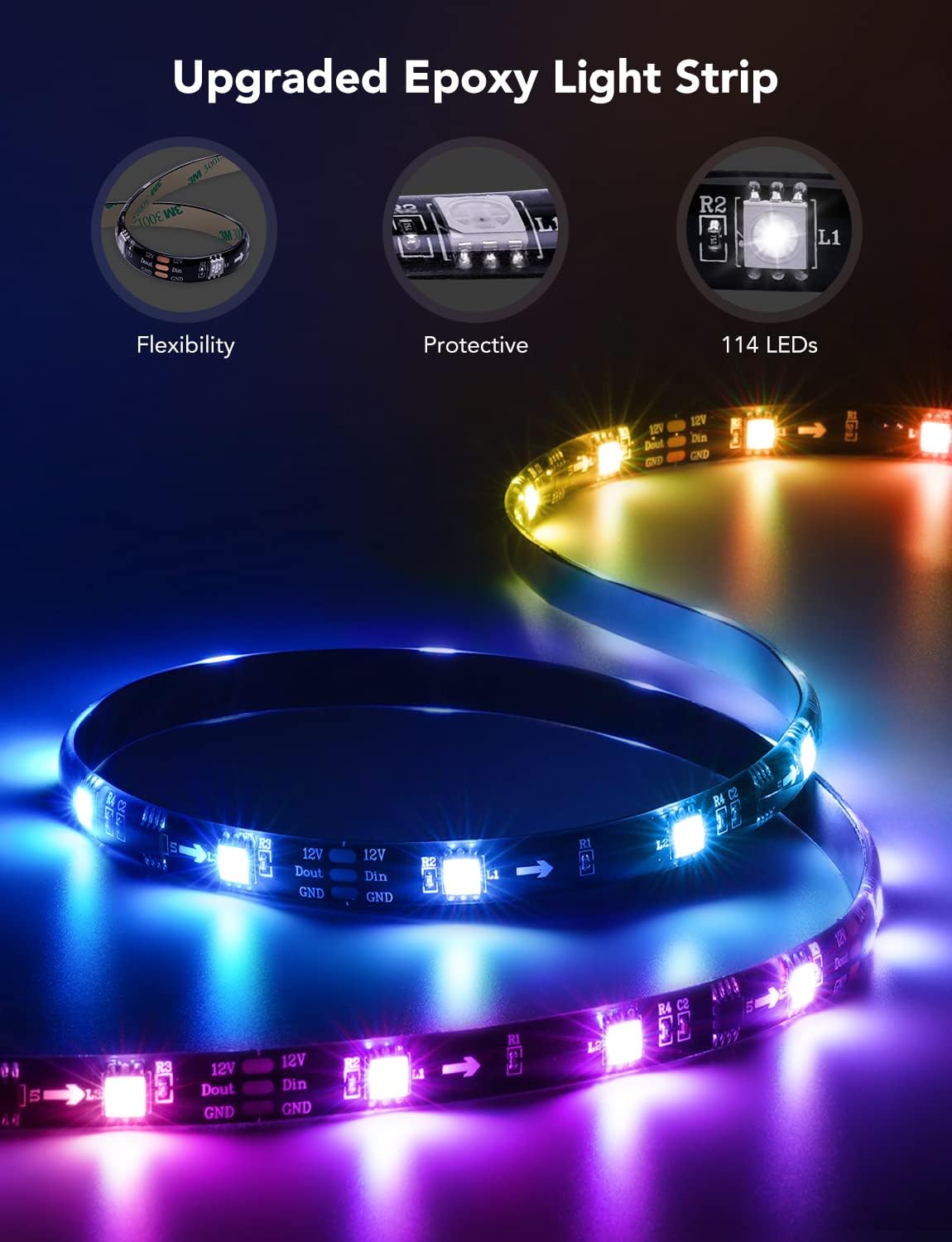 Govee TV LED Strip – Loft Apartment Mood Lighting with 99+ Preset Scenes and Alexa Compatibility for 55-65 Inch TVs