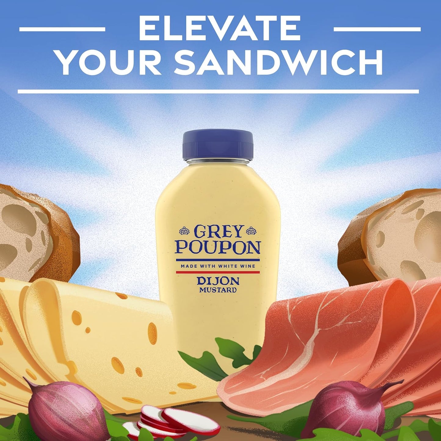 Grey Poupon Dijon Mustard – Travel-Friendly Condiment for Outdoor Entertaining and Tailgating Sandwiches